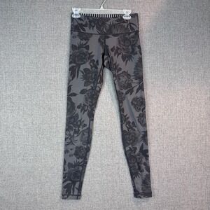 Lululemon‎ Floral Leggings Women Gray Black Activewear Athleisure Yoga Pants